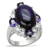 Alamode Rhodium Brass Ring with AAA Grade CZ in Fuchsia - Alamode - Flyclothing LLC