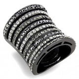 Alamode Ruthenium Brass Ring with Top Grade Crystal in Black Diamond - Alamode - Flyclothing LLC