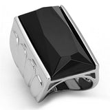 Alamode Rhodium Brass Ring with AAA Grade CZ in Black Diamond - Alamode - Flyclothing LLC