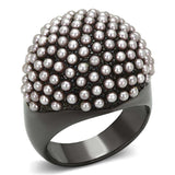 Alamode TIN Cobalt Black Brass Ring with Synthetic Pearl in Light Amethyst - Alamode - Flyclothing LLC