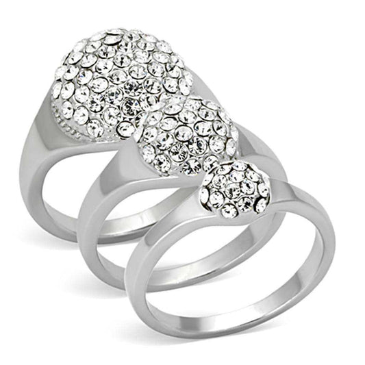 Alamode Rhodium Brass Ring with Top Grade Crystal in Clear - Alamode - Flyclothing LLC