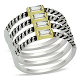 Alamode Reverse Two-Tone Brass Ring with Top Grade Crystal in Clear - Alamode - Flyclothing LLC