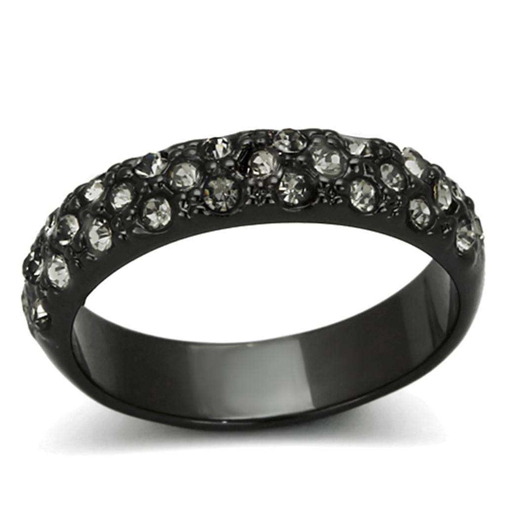 Alamode TIN Cobalt Black Brass Ring with Top Grade Crystal in Black Diamond - Alamode - Flyclothing LLC