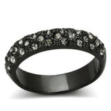 Alamode TIN Cobalt Black Brass Ring with Top Grade Crystal in Black Diamond - Alamode - Flyclothing LLC