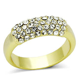 Alamode Gold Brass Ring with Top Grade Crystal in Clear - Alamode - Flyclothing LLC