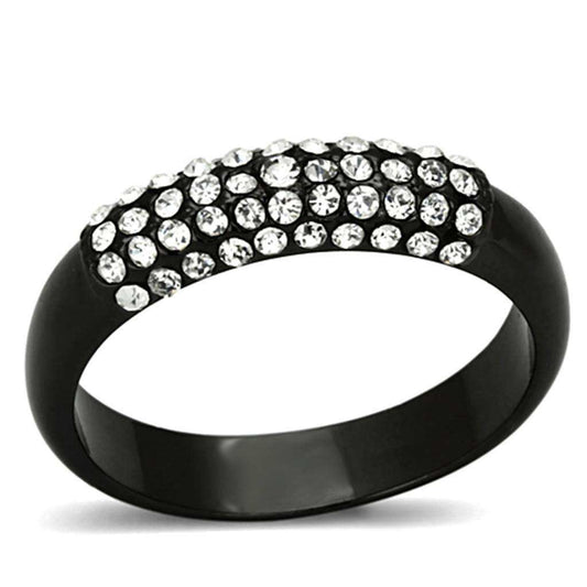 Alamode TIN Cobalt Black Brass Ring with Top Grade Crystal in Clear - Alamode - Flyclothing LLC