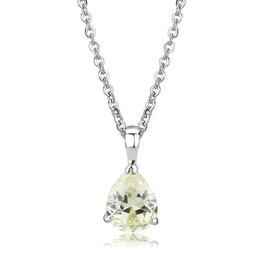 Alamode Rhodium Brass Chain Pendant with AAA Grade CZ in Citrine Yellow - Alamode - Flyclothing LLC