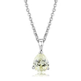 Alamode Rhodium Brass Chain Pendant with AAA Grade CZ in Citrine Yellow - Alamode - Flyclothing LLC