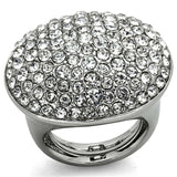 Alamode Rhodium Brass Ring with Top Grade Crystal in Clear - Alamode - Flyclothing LLC