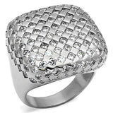 Alamode Rhodium Brass Ring with AAA Grade CZ in Clear - Alamode - Flyclothing LLC