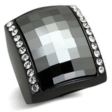 Alamode TIN Cobalt Black Brass Ring with Top Grade Crystal in Black Diamond - Alamode - Flyclothing LLC