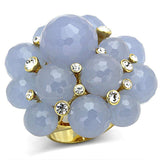 Alamode Gold Brass Ring with Synthetic Synthetic Glass in Gray - Alamode - Flyclothing LLC