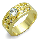 Alamode Gold Brass Ring with AAA Grade CZ in Clear - Alamode - Flyclothing LLC