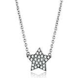 Alamode Rhodium Brass Necklace with Top Grade Crystal in Clear - Alamode - Flyclothing LLC