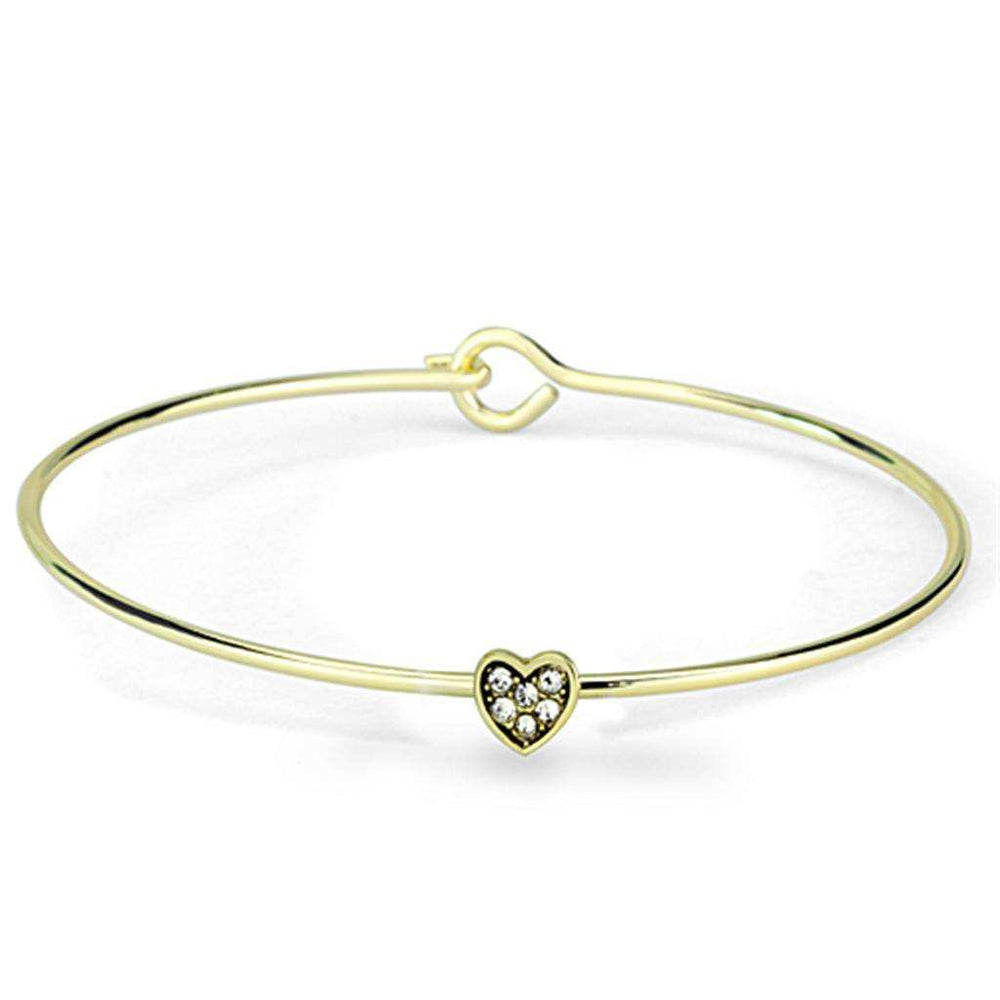Alamode Gold Brass Bangle with Top Grade Crystal in Clear - Alamode - Flyclothing LLC