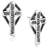 Alamode Rhodium Brass Earrings with Top Grade Crystal in Black Diamond - Alamode - Flyclothing LLC