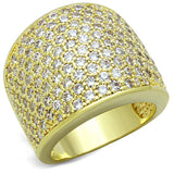 Alamode Gold Brass Ring with AAA Grade CZ in Clear - Alamode - Flyclothing LLC