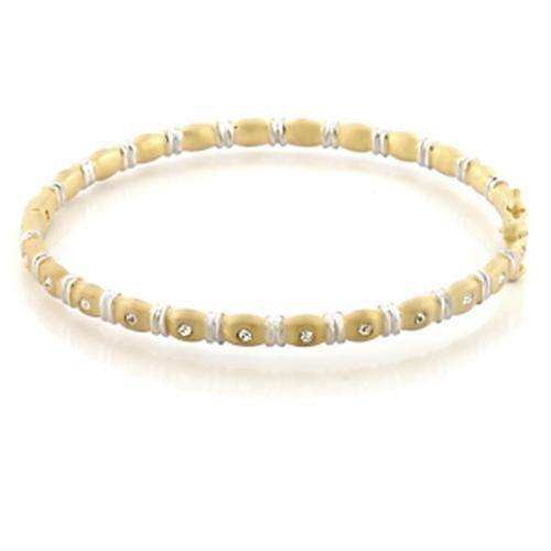 Alamode Matte Gold & Rhodium Brass Bangle with Top Grade Crystal in Clear - Alamode - Flyclothing LLC
