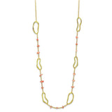 Alamode Gold Brass Necklace with Semi-Precious Coral in Rose - Alamode - Flyclothing LLC