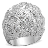 Alamode Rhodium Brass Ring with AAA Grade CZ in Clear - Alamode - Flyclothing LLC