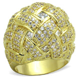 Alamode Gold Brass Ring with AAA Grade CZ in Clear - Alamode - Flyclothing LLC