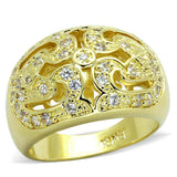 Alamode Gold Brass Ring with AAA Grade CZ in Clear - Alamode - Flyclothing LLC