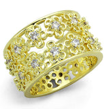 Alamode Gold Brass Ring with AAA Grade CZ in Clear - Alamode - Flyclothing LLC