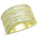 Alamode Gold Brass Ring with AAA Grade CZ in Clear - Alamode - Flyclothing LLC