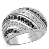 Alamode Rhodium + Ruthenium Brass Ring with AAA Grade CZ in Black Diamond - Alamode - Flyclothing LLC