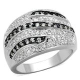 Alamode Rhodium + Ruthenium Brass Ring with AAA Grade CZ in Clear - Alamode - Flyclothing LLC