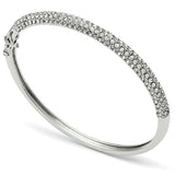 Alamode Rhodium Brass Bangle with Top Grade Crystal in Clear - Alamode - Flyclothing LLC