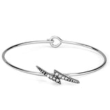 Alamode Rhodium Brass Bangle with Top Grade Crystal in Clear - Alamode - Flyclothing LLC