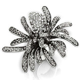 Alamode Rhodium Brass Ring with Top Grade Crystal in Clear - Alamode - Flyclothing LLC