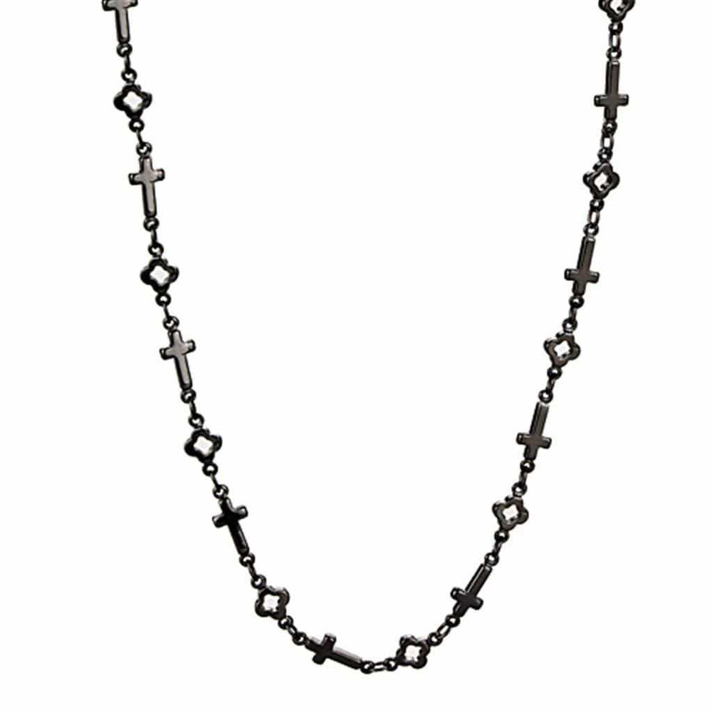 Alamode TIN Cobalt Black Brass Necklace with No Stone - Alamode - Flyclothing LLC