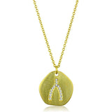 Alamode Gold & Brush Brass Chain Pendant with Top Grade Crystal in Clear - Alamode - Flyclothing LLC