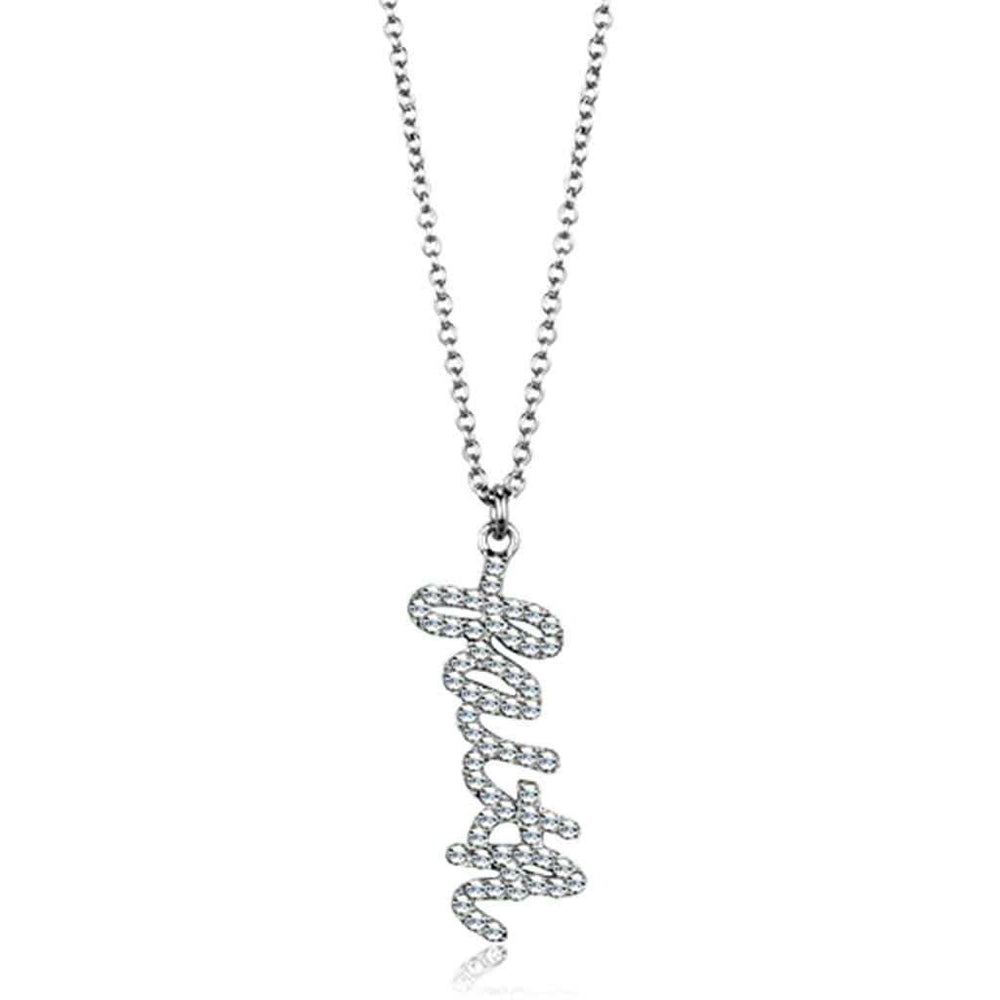Alamode Rhodium Brass Chain Pendant with Top Grade Crystal in Clear - Alamode - Flyclothing LLC