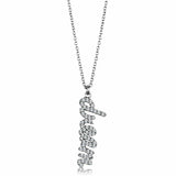 Alamode Rhodium Brass Chain Pendant with Top Grade Crystal in Clear - Alamode - Flyclothing LLC