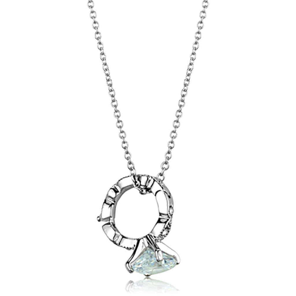 Alamode Rhodium Brass Pendant with AAA Grade CZ in Clear - Alamode - Flyclothing LLC