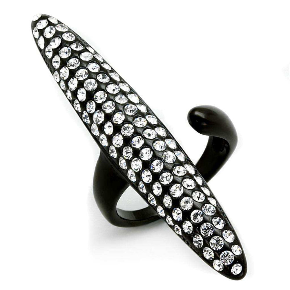 Alamode IP Black(Ion Plating) Stainless Steel Ring with Top Grade Crystal in Clear - Alamode - Flyclothing LLC