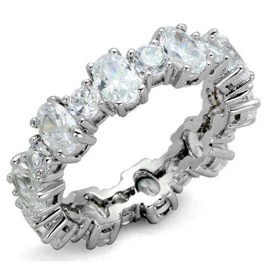 Alamode Rhodium Brass Ring with AAA Grade CZ in Clear - Alamode - Flyclothing LLC