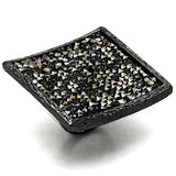 Alamode TIN Cobalt Black Brass Ring with Top Grade Crystal in Light Gray - Alamode - Flyclothing LLC