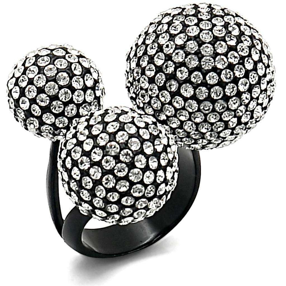 Alamode TIN Cobalt Black Brass Ring with Top Grade Crystal in Clear - Alamode - Flyclothing LLC