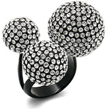 Alamode TIN Cobalt Black Brass Ring with Top Grade Crystal in Clear - Alamode - Flyclothing LLC