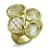 Alamode Gold & Brush Brass Ring with Synthetic Synthetic Rutile in Topaz - Alamode - Flyclothing LLC