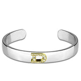 Alamode Reverse Two-Tone White Metal Bangle with Top Grade Crystal in Clear - Alamode - Flyclothing LLC