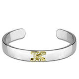 Alamode Reverse Two-Tone White Metal Bangle with Top Grade Crystal in Clear - Alamode - Flyclothing LLC