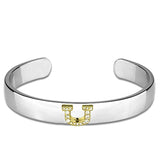 Alamode Reverse Two-Tone White Metal Bangle with Top Grade Crystal in Clear - Alamode - Flyclothing LLC