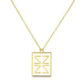 Alamode Gold Brass Chain Pendant with Epoxy in White - Alamode - Flyclothing LLC