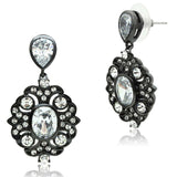 Alamode Ruthenium Brass Earrings with AAA Grade CZ in Clear - Alamode - Flyclothing LLC