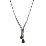 Alamode Ruthenium Brass Necklace with Synthetic Synthetic Glass in Black Diamond - Alamode - Flyclothing LLC